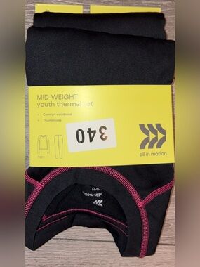 All In Motion Size Small Girls Youth Thermal 2 Pc Set Shirt Pants New In Package